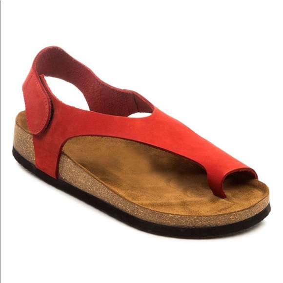 Comfortfusse Shoes - Comfortfusse Felecia Red Leather Cork Sandals 38